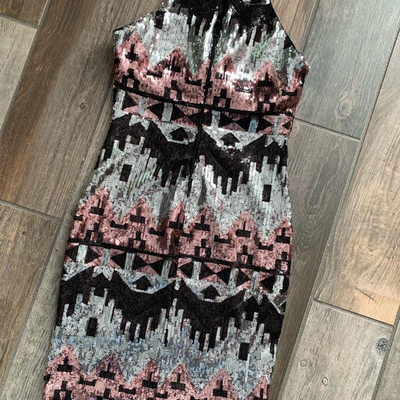 Sequined Holiday Party Dress - Picture 3 of 8